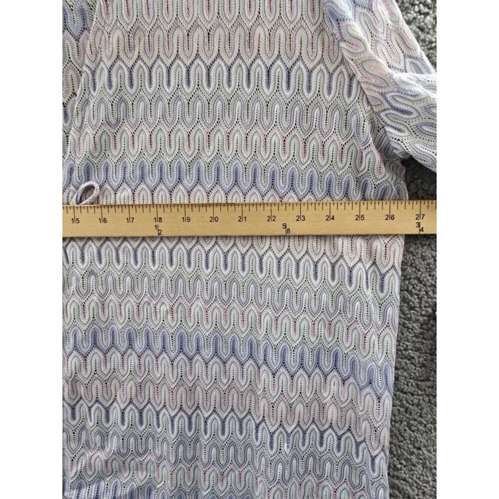 Kasper Plus Size Chevron-Knit Tie-Front Cardigan Women's 2X Blue Lotus Multi